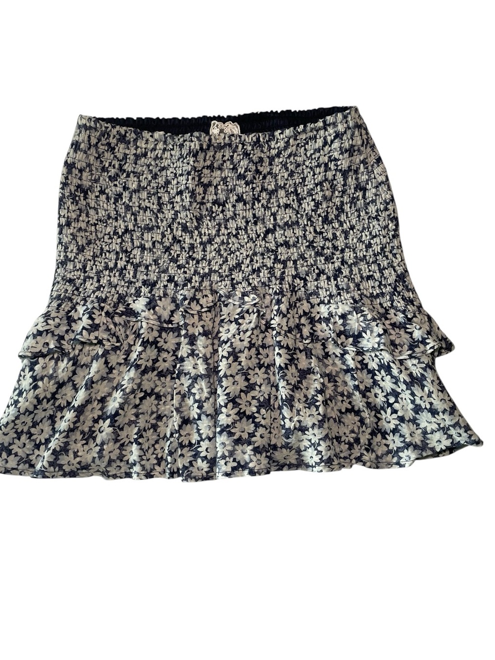 Sadie & Sage Blue Floral Smocked Mini Skirt / Strapless Tube Top Size Small